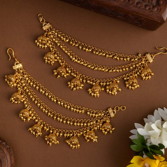 Jhumki golden ball earchain