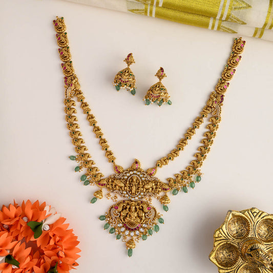 Lakshmi  dual jadau Haaram - Temple designer