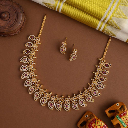 Vasundra  maangas neckpiece - ruby