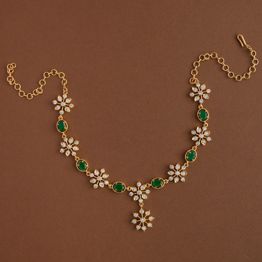 Floral Green Gem Neckpiece - Nita