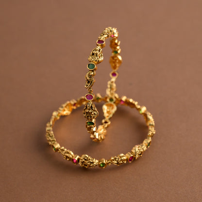 Mayura Green With Ruby Gems Bangle