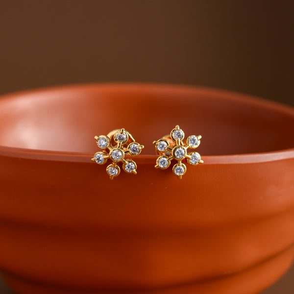 Floral Diamond Gold Earstud