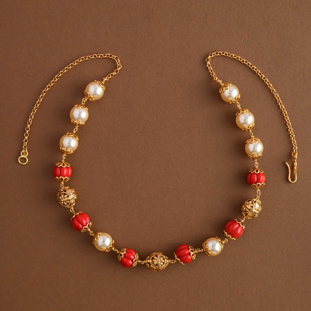 Angaraka Red Pearl balled chain - kanakam