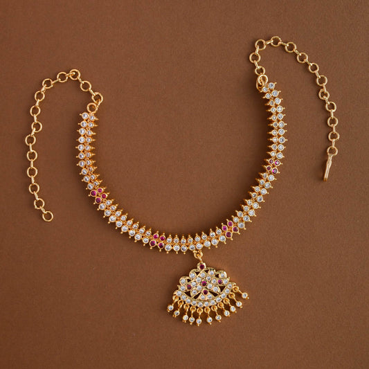 Impon White & Ruby Stone Traditional Attigai