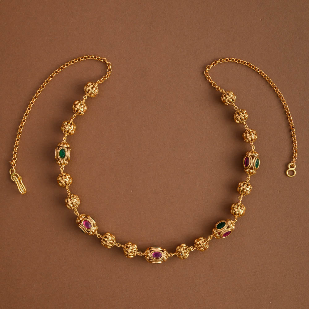 Angaraka Green Ruby Golden Big Balled Chain