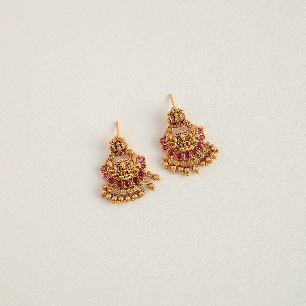 Temple Lakshmi Ruby Statement Earring