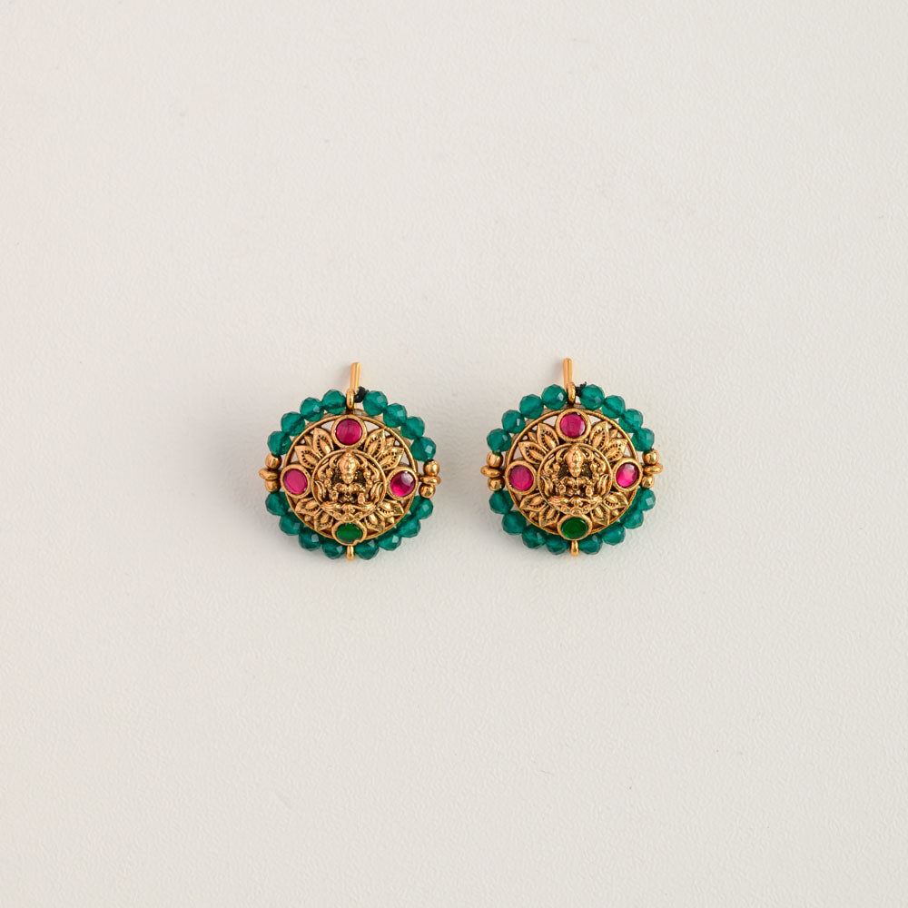 Lakshmi earstud - Ruby with green