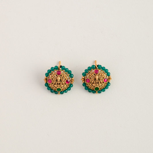 Lakshmi earstud - Ruby with green