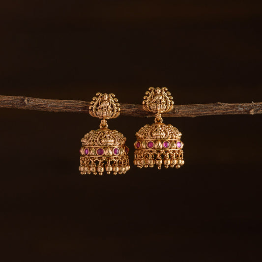 Temple Designer Ruby Lakshmi Jhumki