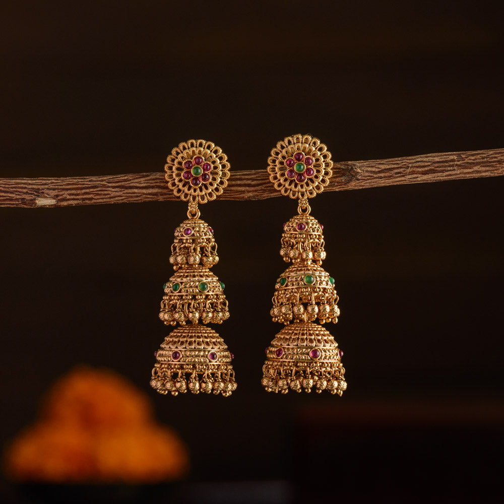 Floral long jhumka