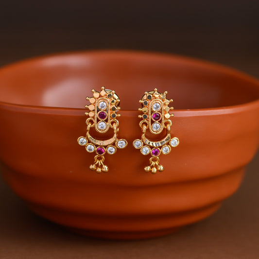 Impon earstud - Ruby and white