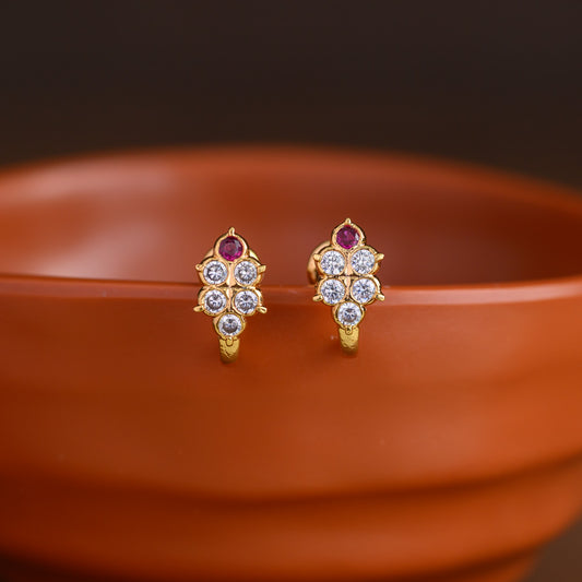 Impon Earstud - Ruby and white