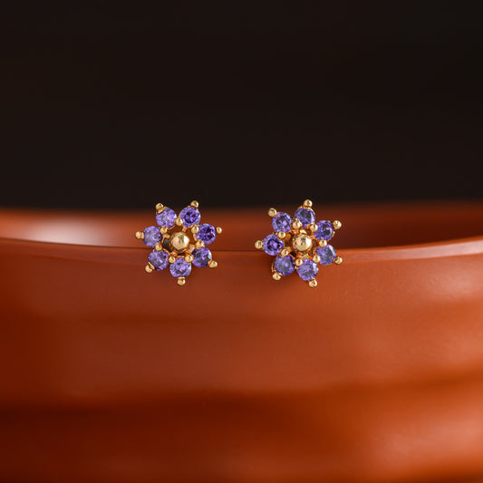Impon floral earstud - Lavender