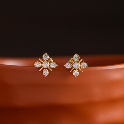 Micro gold plating earstud - White -Venus - Aachi
