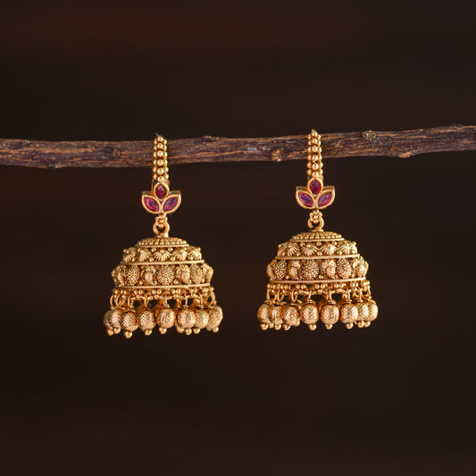 Meenakari jhumka - Ruby