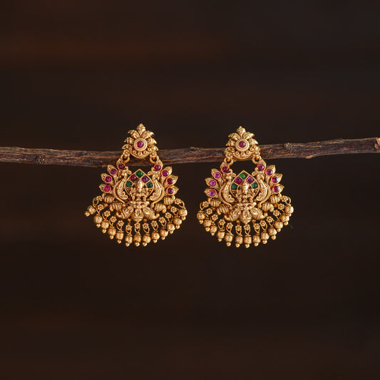 Lakshmi chandbali earring - Ruby with green
