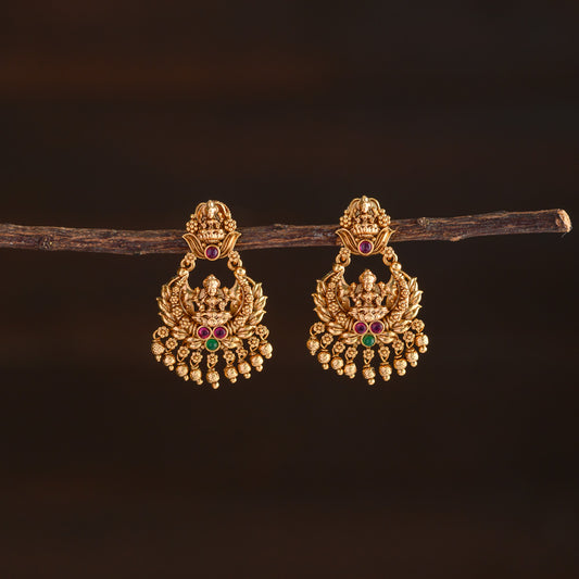 Lakshmi chandbali earring - Ruby with green