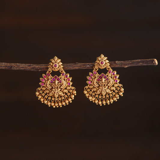 Lakshmi chandbali earring - Ruby