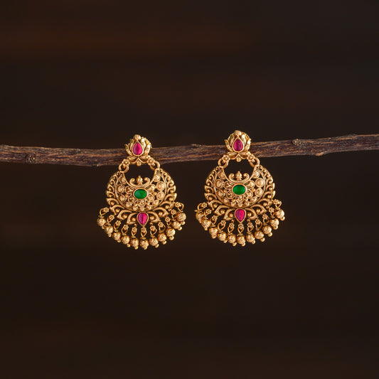 Tamara chandbali earring - Ruby with green