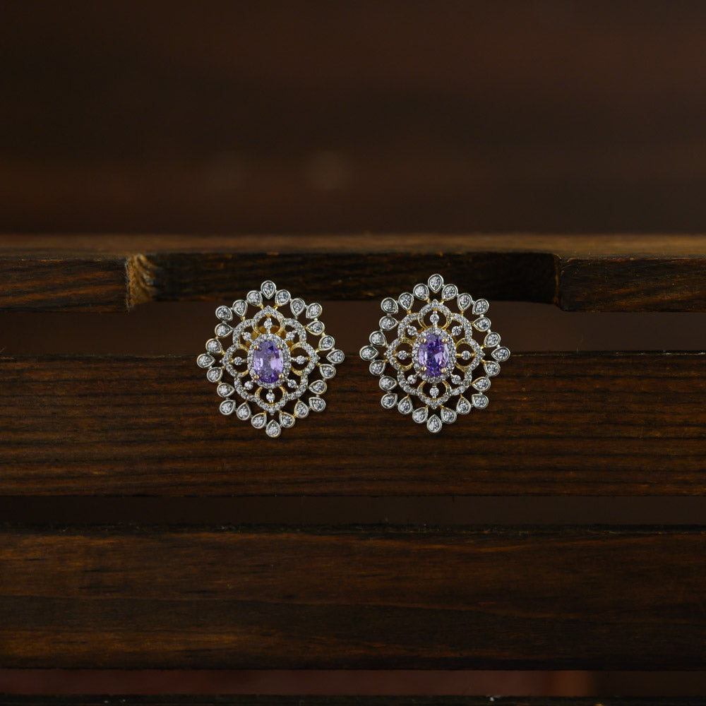 Diamond inspired statement earstud - purple