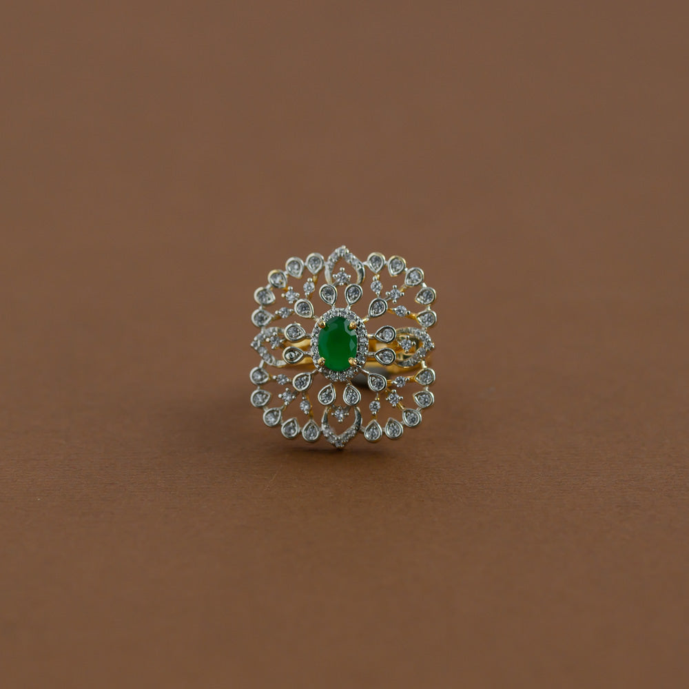 Diamond inspired Ring - green