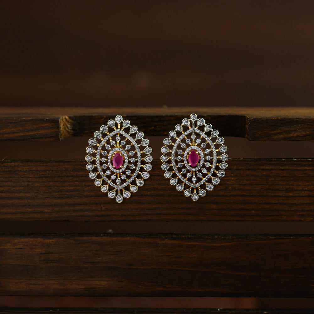 Diamond inspired statement earstud - ruby