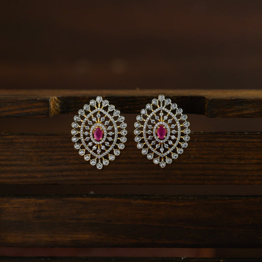 Diamond inspired statement earstud - ruby