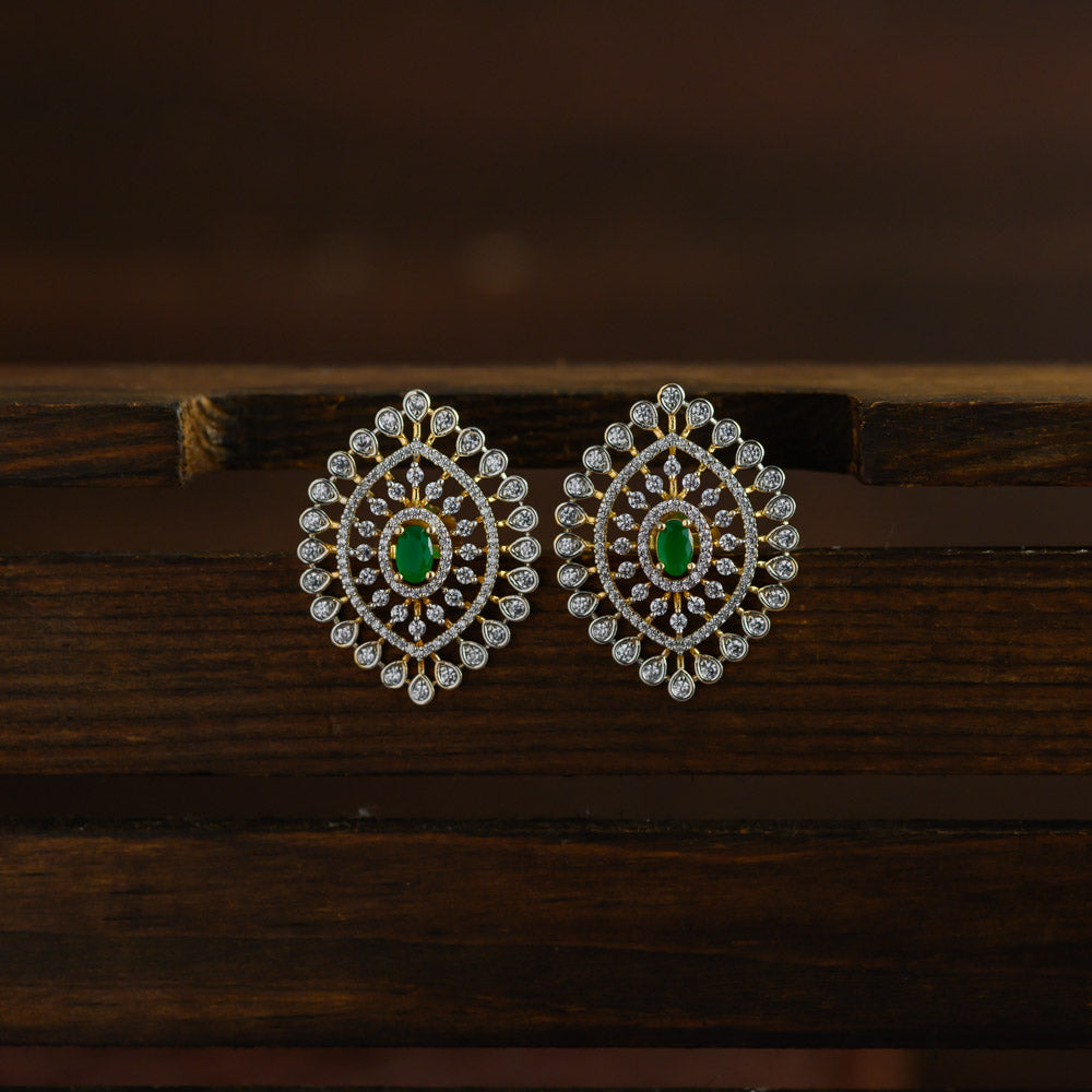 Diamond inspired statement earstud - green