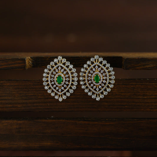 Diamond inspired statement earstud - green