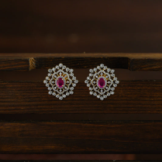 Diamond inspired statement earstu- ruby