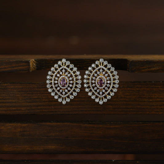 Diamond inspired statement earstud - purple