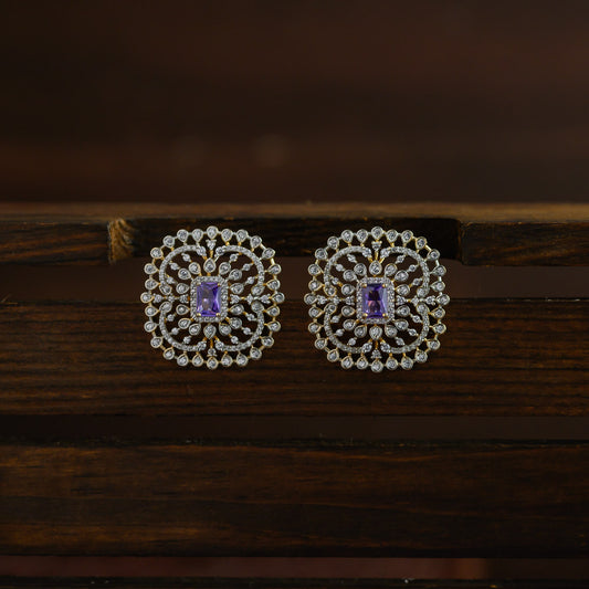 Diamond inspired statement earstud - purple