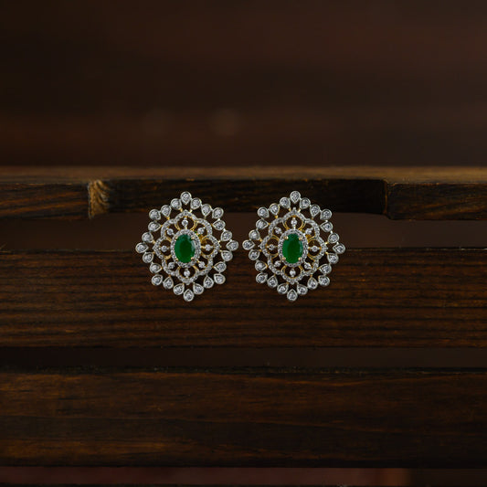 Diamond inspired statement earstud - green