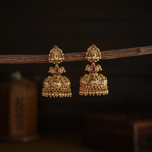 Peacock lakshmi jhumkas