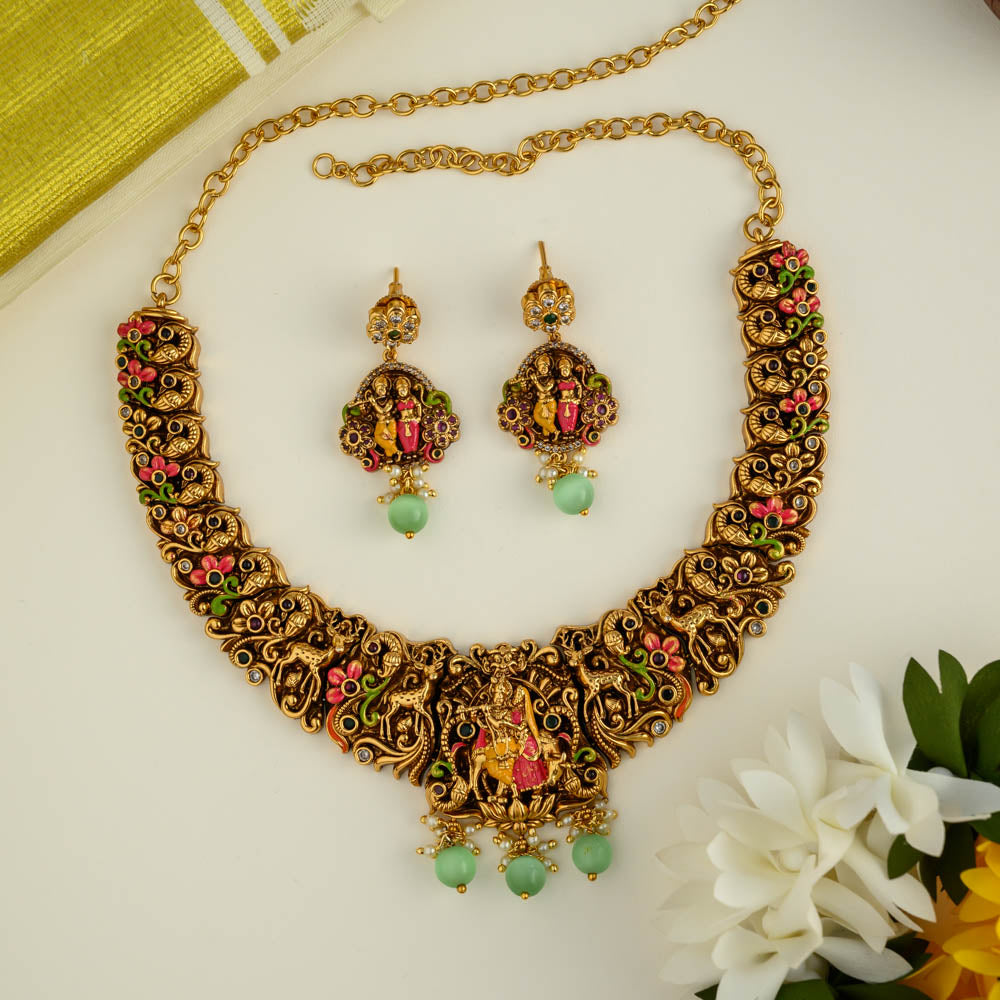 Neckpiece - Hand painted real gold inspired