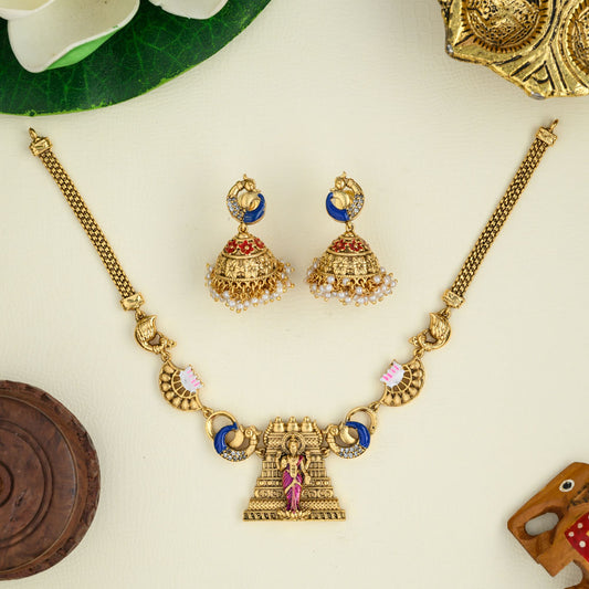 Meenakshi temple attigai - Hand painted real gold inspired