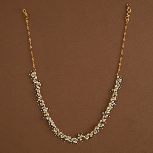 Pearl neckpiece  green- kanakam