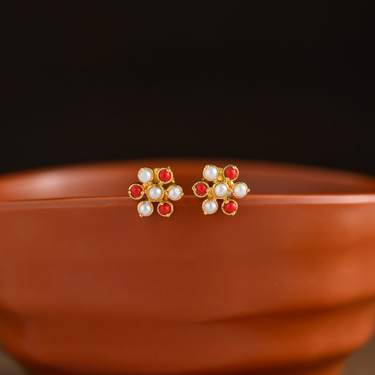 Impon floral earstud - kanakam
