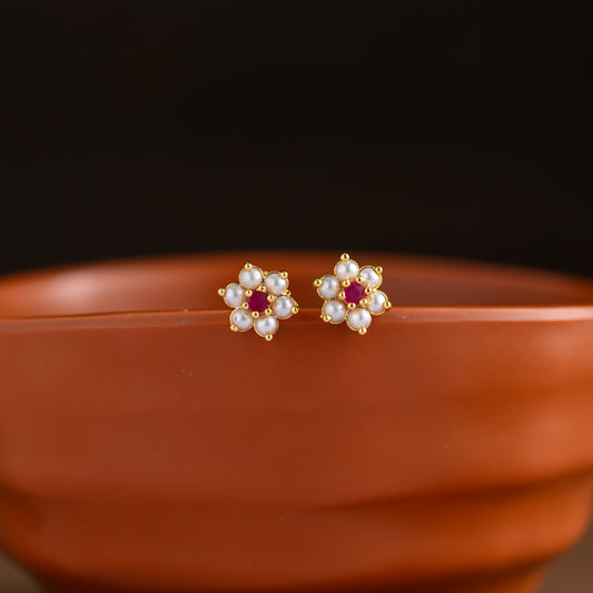 Impon floral earstud - kanakam