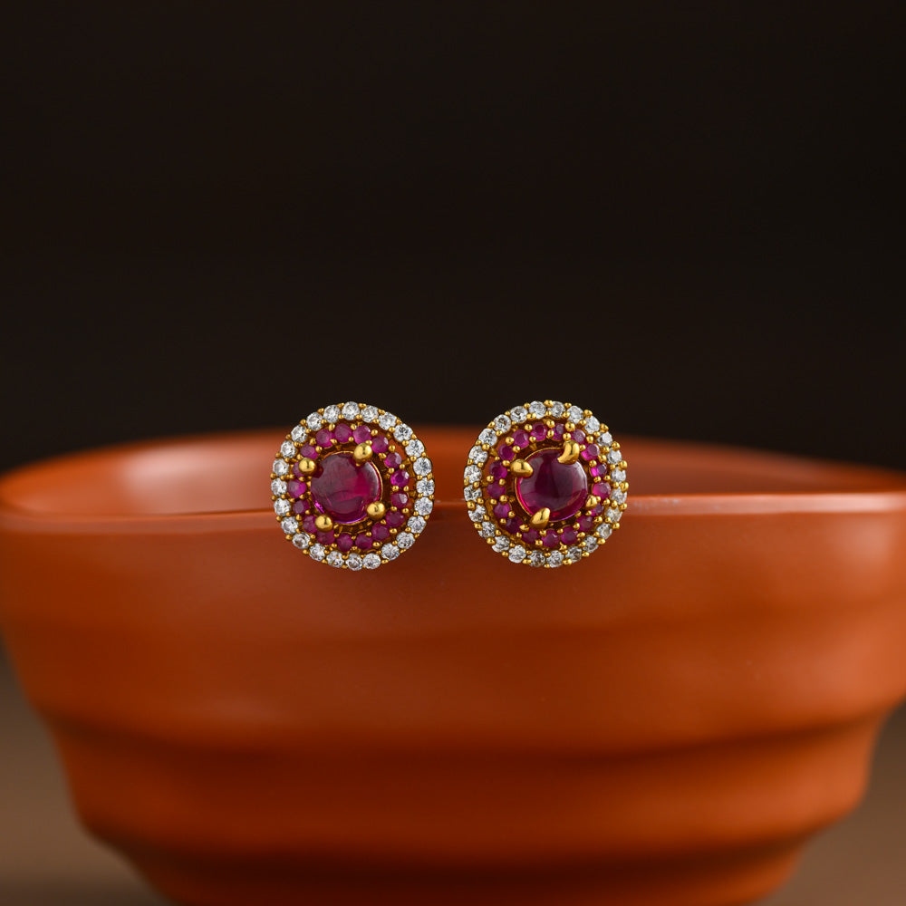 Impon floral earstud - ruby