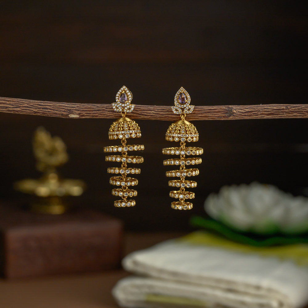 Layered jhumkas - purple
