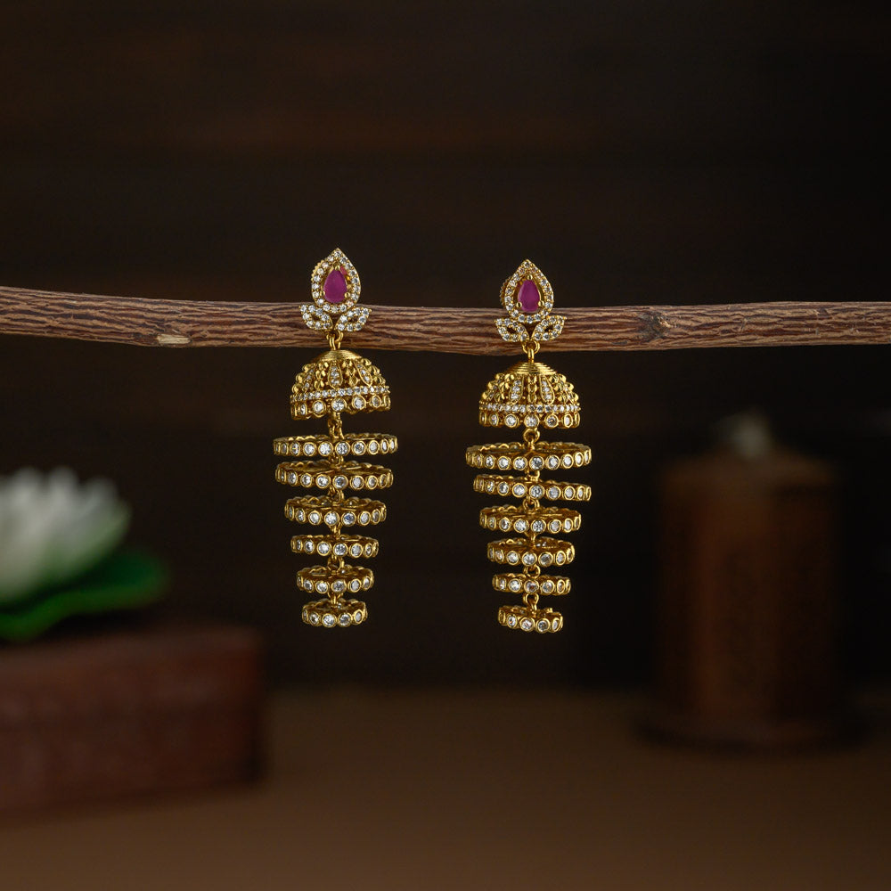 Layered jhumkas - ruby