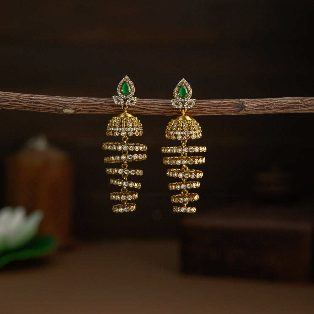 Layered jhumkas - green