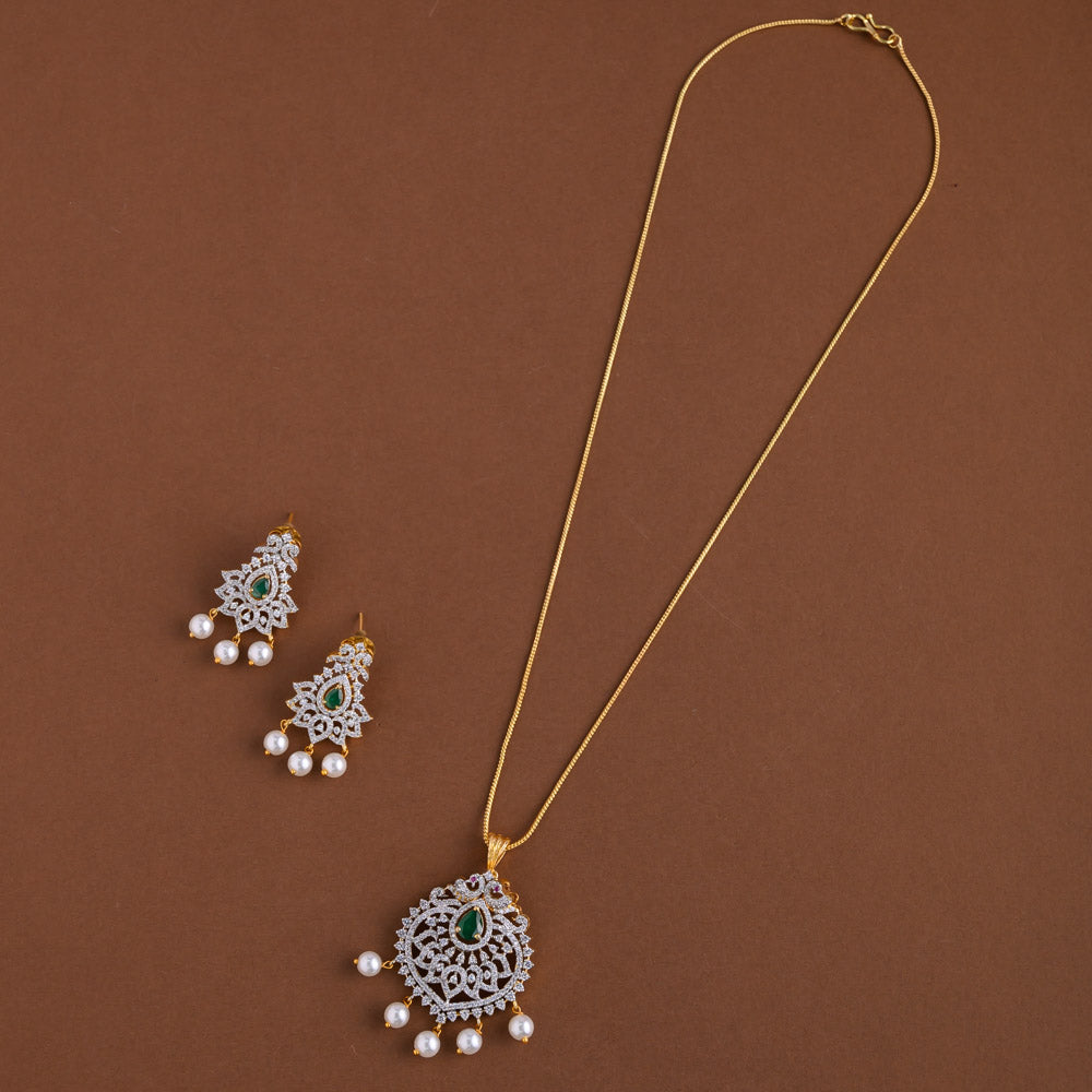 Diamond inspired pendent mid - length chain