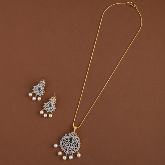 Diamond inspired pendent mid - length chain