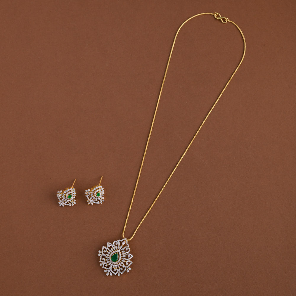 Diamond inspired pendent mid - length chain