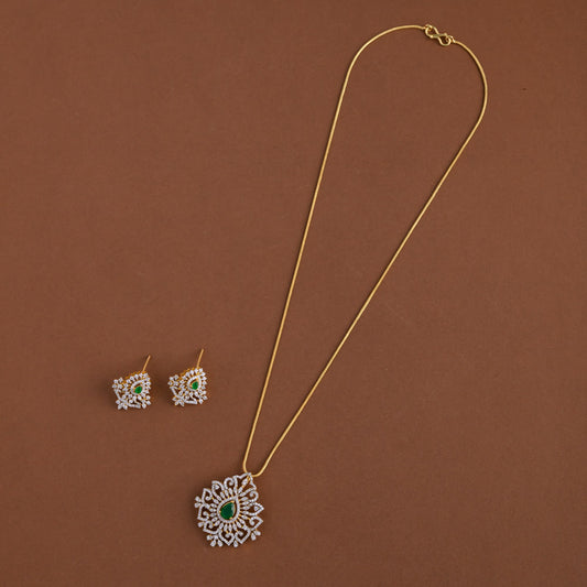 Diamond inspired pendent mid - length chain