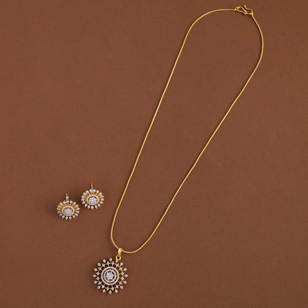 Diamond inspired pendent mid - length chain