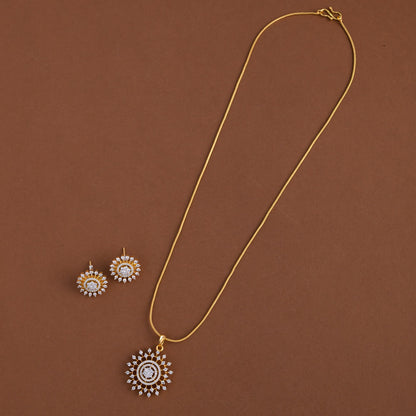 Diamond inspired pendent mid - length chain
