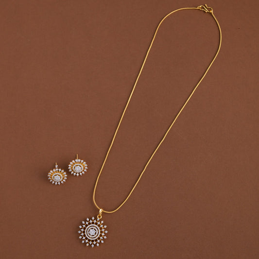 Diamond inspired pendent mid - length chain